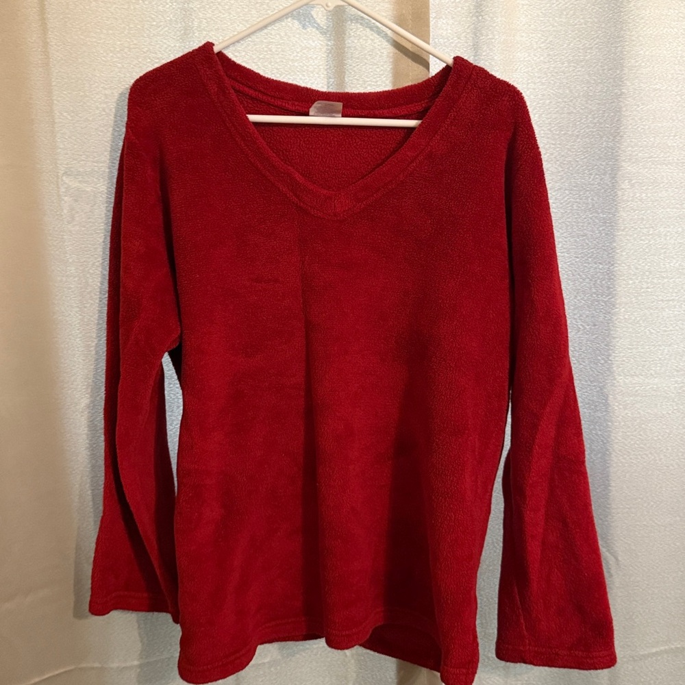 Women's Red V-Neck Pajama Top and Pants